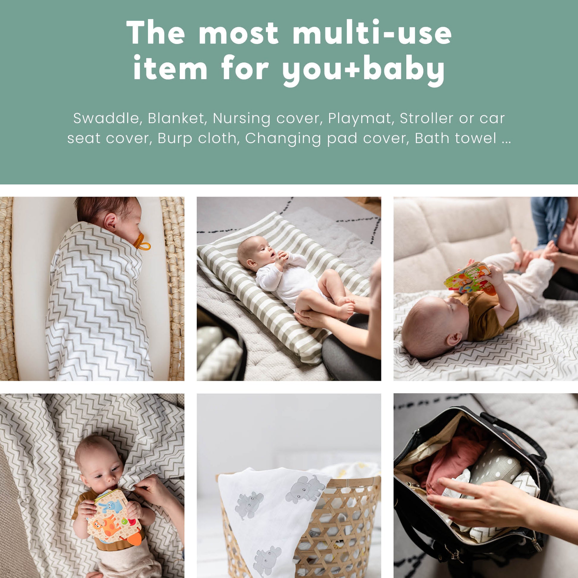 CuddleBug Muslin Cotton Swaddle Blankets (4 Pack) – Spots n' Stripes design. Made from 100% premium muslin cotton, these extra-large, breathable 4x4 ft swaddles provide lightweight comfort and cozy security for better sleep.